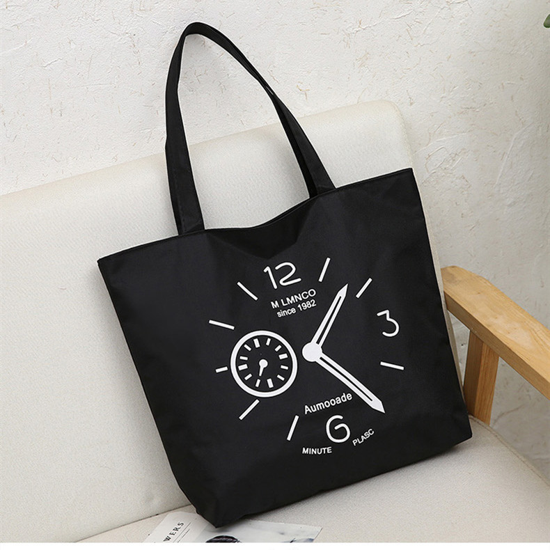 

Evening Bags New printed nylon one-shoulder women's large-capacity tote shopping bag, Black