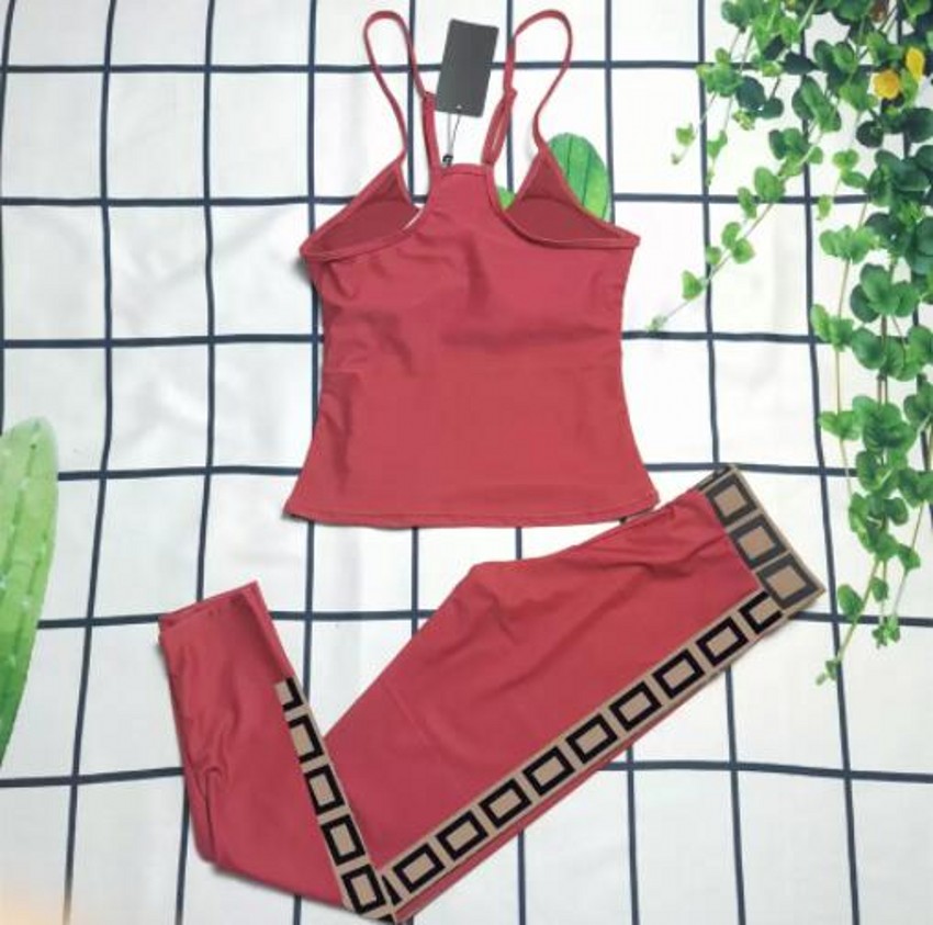 

Designer Womens Tracksuits Vest Pant Yoga Sets Letter Print Women Two Piece Set Sexy Ladies Fitness Clothing Sportswear Suit, F1