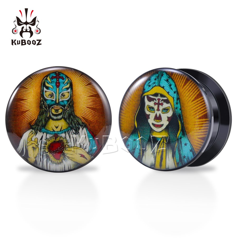 

KUBOOZ Acrylic Jesus Ear Tunnel Plugs Piercing Gauges Body Piercings Jewelry Expander Wholesale 6-25mm 80pcs