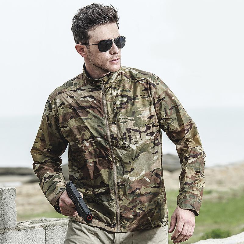 

Men' Jackets Multicam Summer Tactical Jacket Men Anti UV Rash Guards Waterproof Rashguards Quick Dry Windbreaker Mountaineering CoatMen, Black