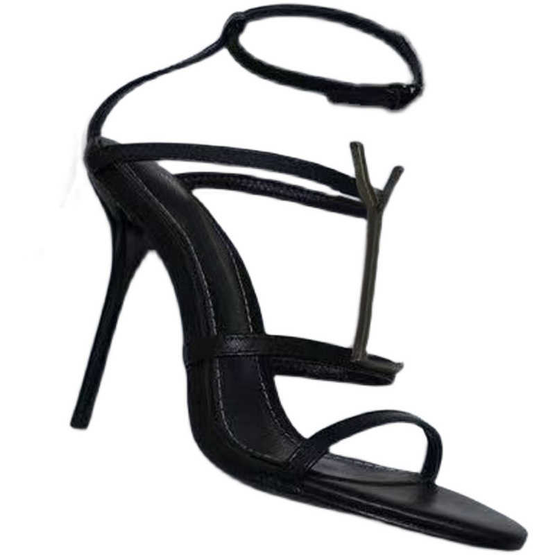 

2022 designer women Sandals party fashion 100% leather Dance shoe new sexy heels Super 10cm Lady wedding Metal Belt buckle High Heel Woman shoes, Red