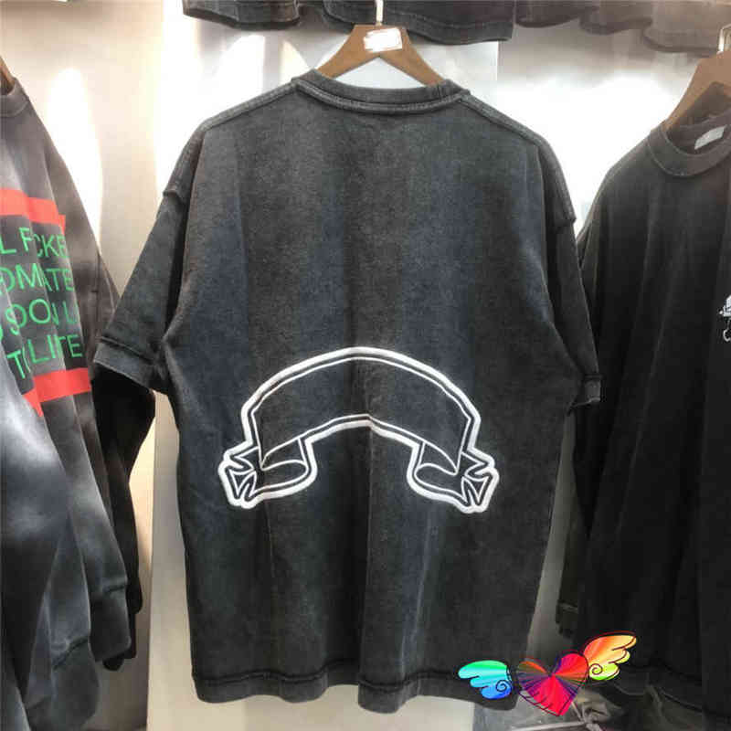 

A Askyurself T-shirt 2022ss Men Women High Quality Flows Embroidered Tee Vintage Black Tops Short SleeveT220721, Dark grey