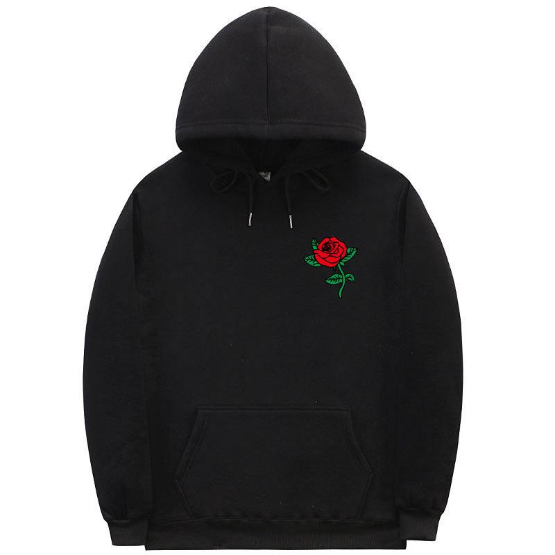 

Men' Hoodies & Sweatshirts Hip Hop Sweatshirt Fashion Rose Flower Print Winter Hoody Streetwear Casual Pullover Male Female Sudaderas Quali, White