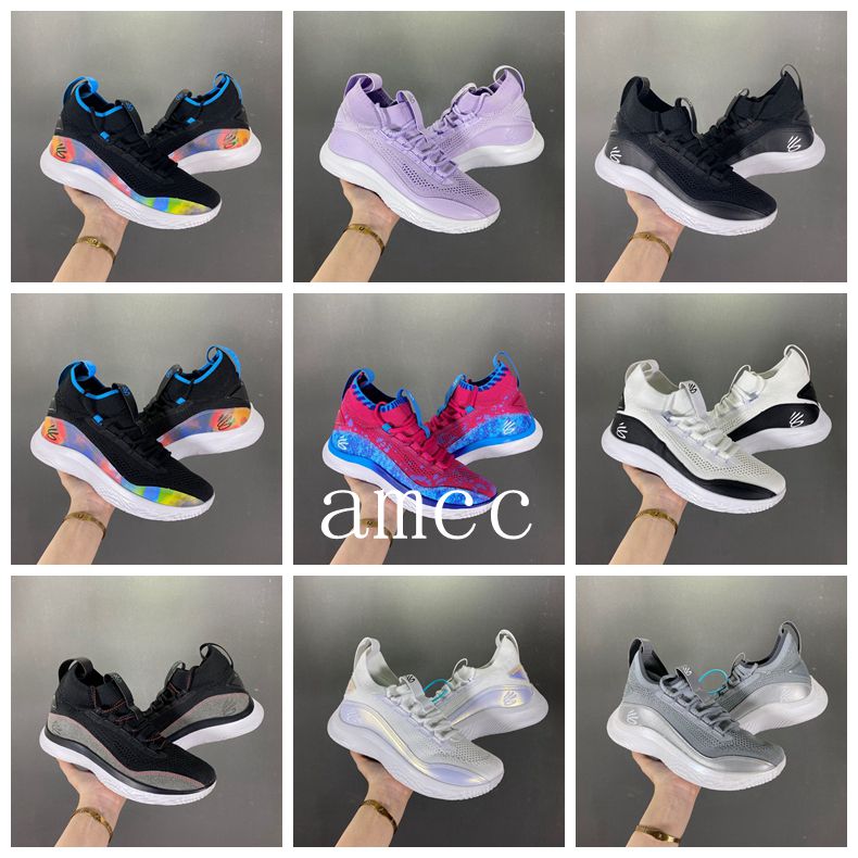 

2022 New Curry Flow 9 8 Mens Womens Basketball Shoes Shine Flow Like Water Beautiful GS Man Casual Shoe Running Low White Black Grey Red Sneaker 4 5 6 7