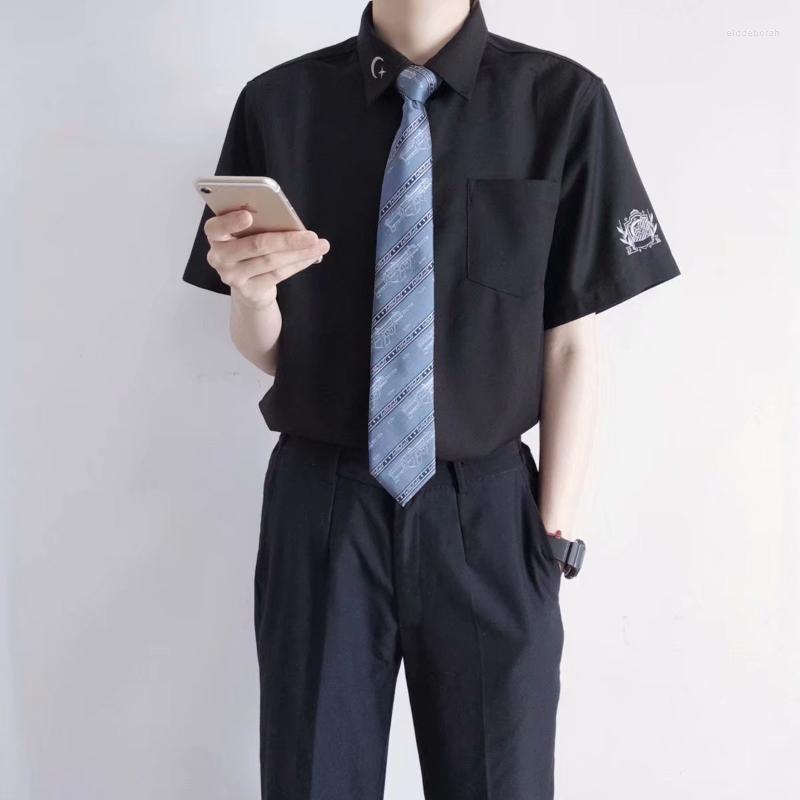 

Men's Casual Shirts High School Student Class JK DK Uniform White Preppy Style Embroidery Shirt Men Couple Handsome Loose Top Clothes Eldd22, White women