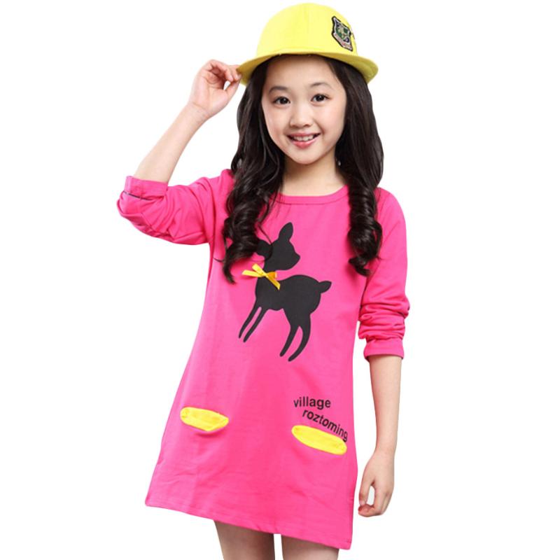 

Girl's Dresses For Girls Autumn Print Long Sleeve Kids Winter Casual Teenage Clothing 4 6 8 12 YearsGirl's, Black