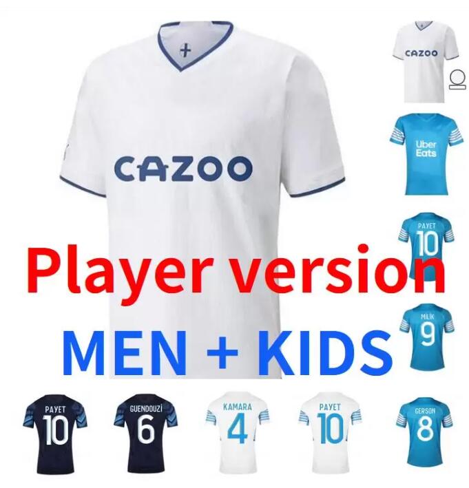 

22 23 Olympique De Marseilles PAYET soccer jerseys Home LUIS HENRIQUE ALVARO 2022 2023 OM MILIK Under KONRAD maillot foot football shirts men kids kit Player version, 13