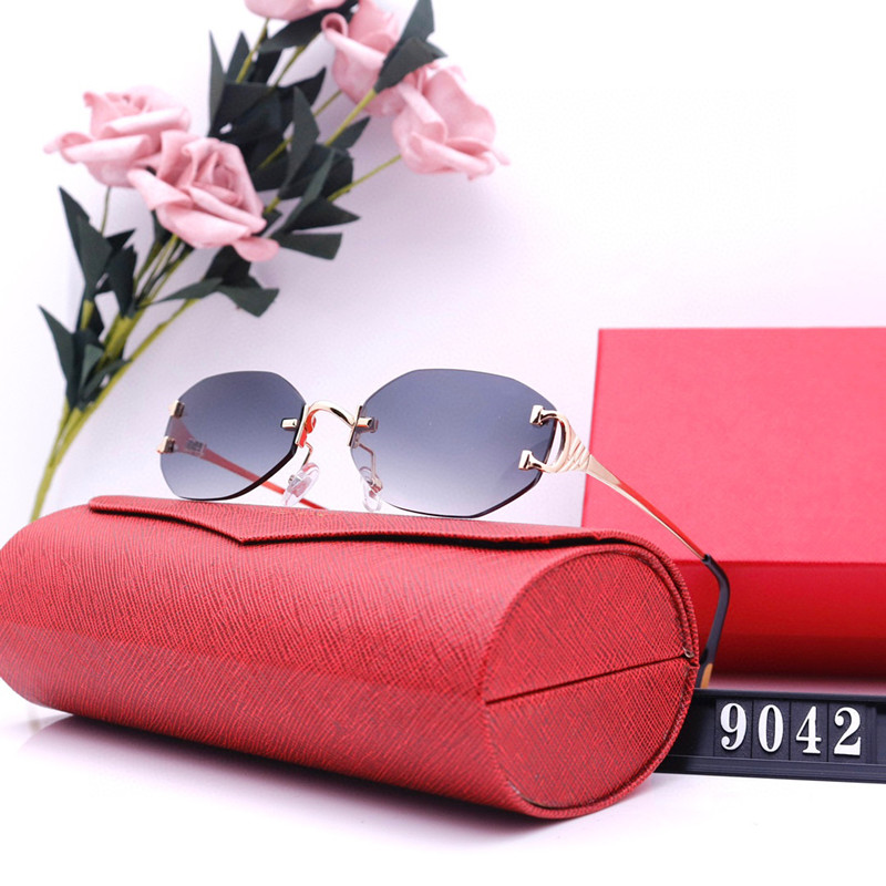

Designer Sunglasses Women Classic Brand Rimless Sunglass Mens eyeglasses Gold Silver Metal Frame Buffalo Horn Sun Glasses With Box