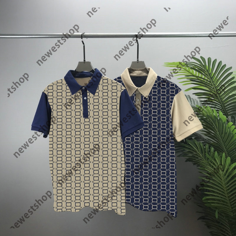 

2022 Europe mens Designers polo shirts classical double letter printing t shirt mans short sleeve Crew Neck polos luxury t-shirt Color matching Streetwear tee, As picture