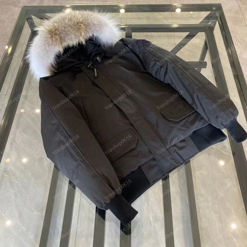 

2022 Winter outdoor leisure sports down jacket white duck windproof parker long leather collar cap warm real wolf fur Stylish Bomber Jackets Adventure Coat, Black