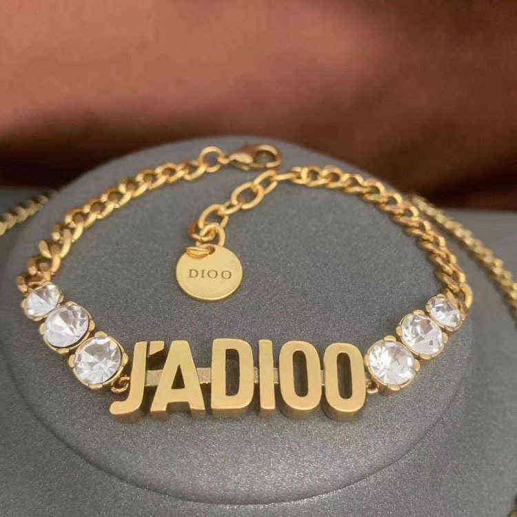Fine letter diamond inlaid necklace fashion personality temperament Vintage Women's Bracelet-image-782541590
