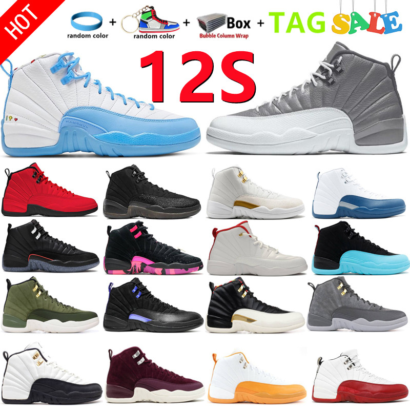 

New 12S Men Basketball Shoes 12 XII Twist Grind Flu Game University Gold Gamma Racer Blue Dark Concord Royalty Indigo Game Royal Black Taxi Stealth Emoji Sneaker, Box
