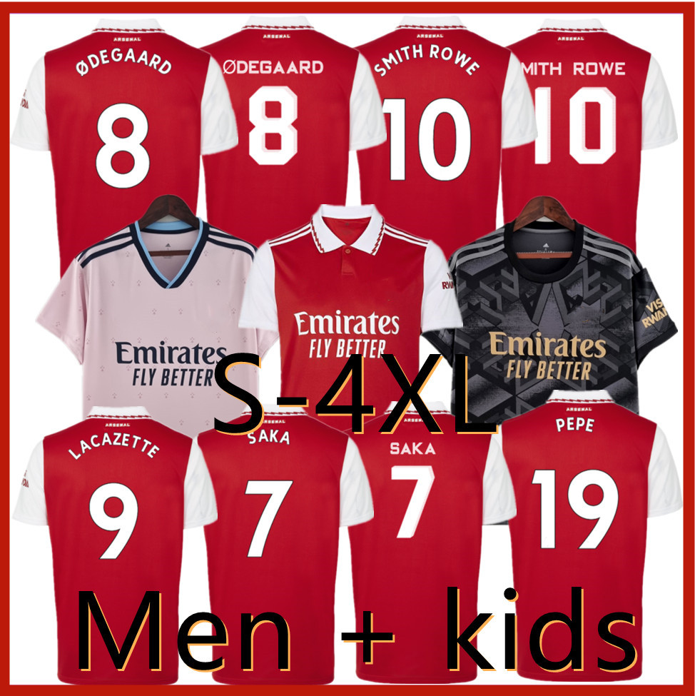 

S-4XL 22 23 PEPE SAKA soccer jersey Fans Player version ODEGAARD THOMAS WILLIAN TIERNEY SMITH ROWE ARSen 2022 23 football shirt Men Kids kit, 22-23 third-player+2patch