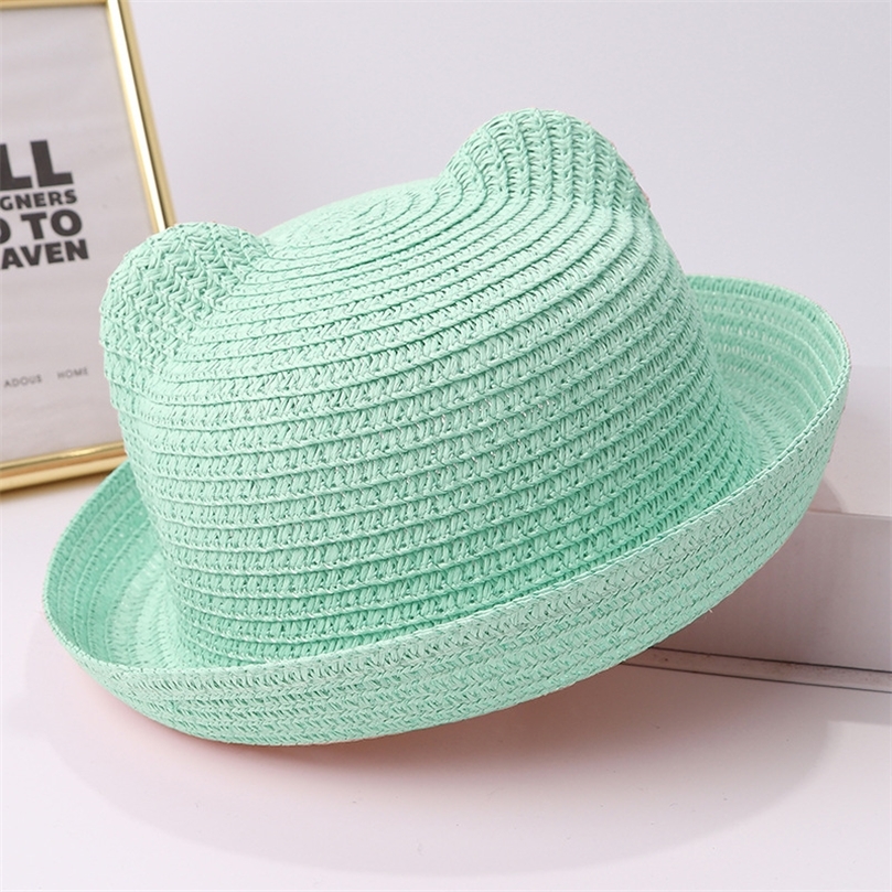 

Musim Panas Anak Lakilaki Perempuan Kucing Telinga Topi Jerami anak Kartun Matahari Bonnet 220611, Pale pinkish grey