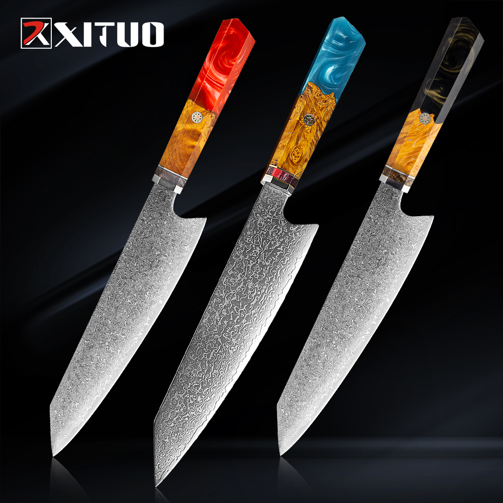 

XITUO 8 Inch 67 Layers Steel Damascus Kiritsuke Knife Sashimi Sushi Filleting Fish Chef Tool Cleaver Japanese Kitchen Knives Set