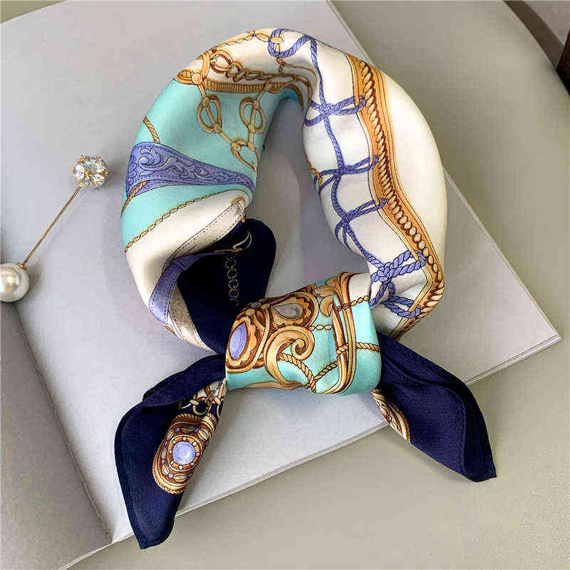 

100% Natural Silk Scarf Women Design Print Foulard Neck Headband Female Small Square Scarves Spring Headscarf Tie 2022 New Y220513