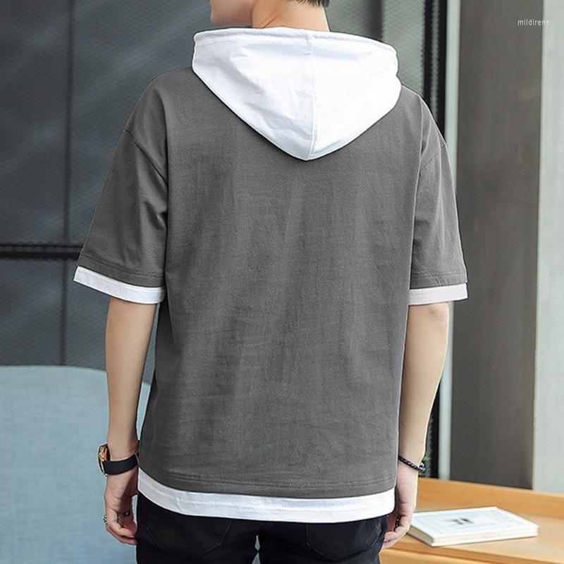 

Men's T-Shirts Shirt With Hood Men Short Sleeve Hoodies Hip Hop Clothes 2022 Summer Fashion Clothing Sweatshirt Lightweight ThinMen's Mild22, White