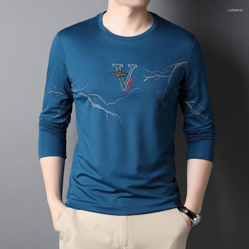 

Men's T-Shirts 2022 Spring Fall Fashion Brand T-shirt Mens High Quality Street Style Trends Long Sleeve Tops American Men Clothing Just22, Black