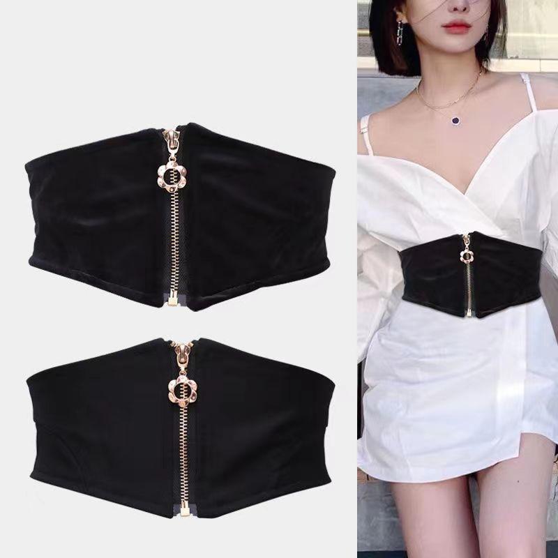 

Belts Fashion Black Fabric Velvet Elastic Cummerbunds For Women Dress Corsets Belt Design Waistband CeintureBelts BeltsBelts
