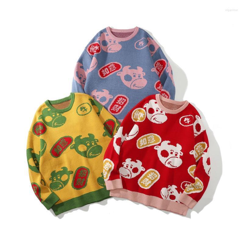 

Men's Sweaters Men's Autumn Fresh Printing Loose Casual SweaterMen's Olga22, Red