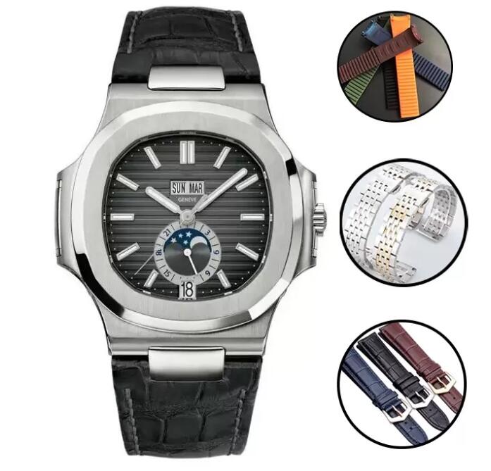 

U1 Mens Watch Perpetual Calendar Size 40mm Mechanical Movement Kinetic Energy Storage 904L Stainless Steel Leather Rubber Bracelet Luminous Water Resistant, Water proof 50m