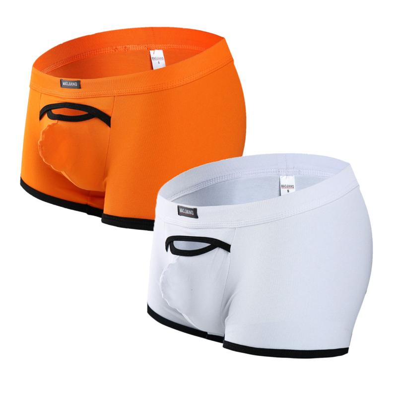 

Underpants 2PCS/Lot Mens Low Waist Boxers Trunks Mini Shorts Bulge Pouch Sexy Underwear Male Panties Super Comfortable, Black;white