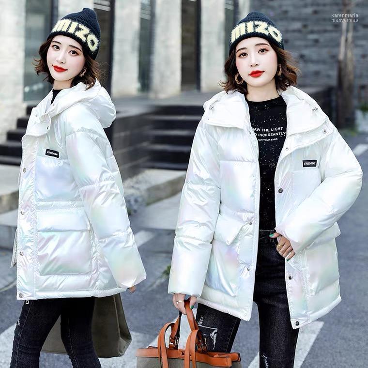

Women's Down & Parkas Disposable Colorful Mid-length Thickened 2022 Winter Bright Face Cotton Clothing Student Bread Trend Kare22, Colorful white