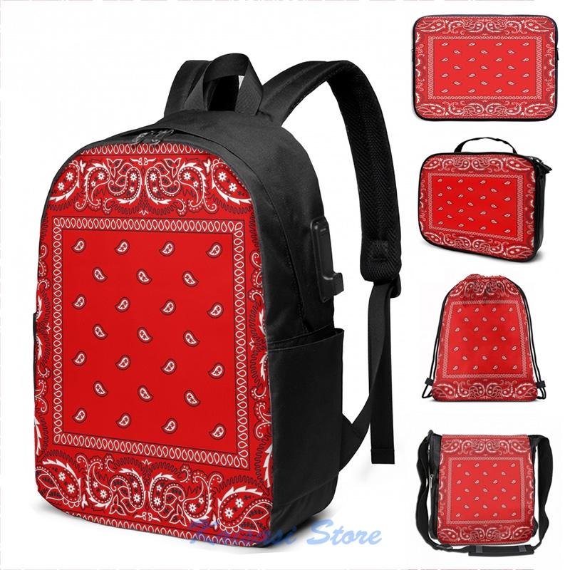 

Backpack Funny Graphic Print Bandana - Red USB Charge Men School Bags Women Bag Travel Laptop, Drawstring bag