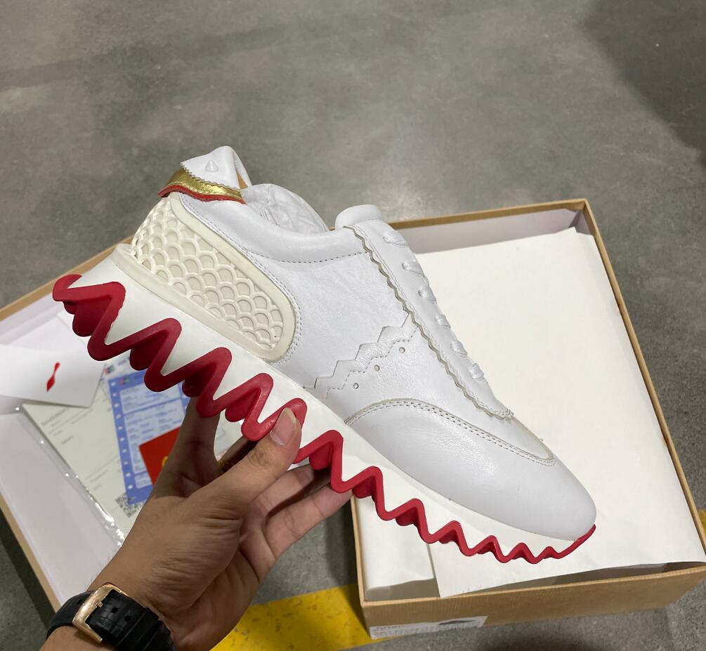 

2022 desiner Womens Mens Casual Shoes Designer Spikes Red Bottom Sneaker Mesh Patchwork Matte Leather Chaussures size 36-47, Box