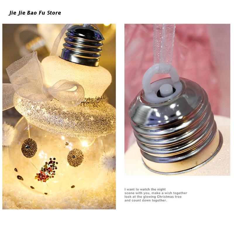 

Party Decoration Glowing Christmas Led Snowman Ball Pendant Transparent Ornament For Xmas Tree Home Indoor Outdoor Hanging Ornaments
