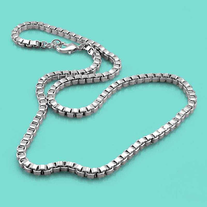 

Chains Classic Box Necklace-Men's 925 Silver Necklace-46/51/56/61/66CM-Silver Chain-Men's Party Accessories Jewelry CollarChains