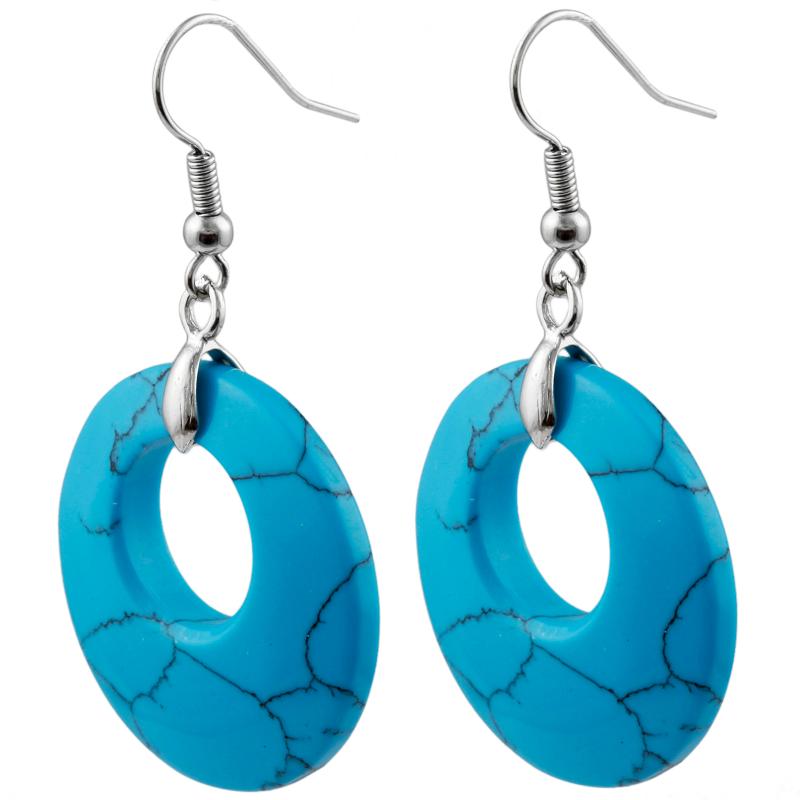 

Dangle & Chandelier Hollow Round Howlite Turquoise Earring Healing Reiki Abalone Shell Drop Women Jewelry Sweet Girls Gift
