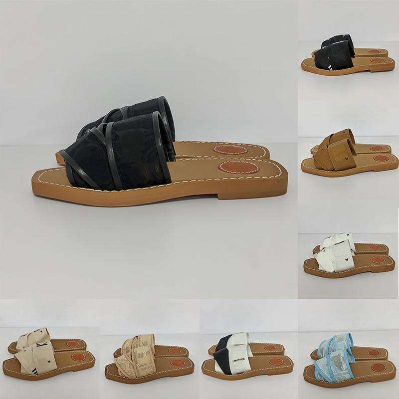 

Women Sandals Summer Rubber Sandals Beach Sliders Scuffs Indoor Shoes Designer Canvas Cross Woven Outdoor Peep Toe Woody Casual Slippers Letter Stylies Shoes