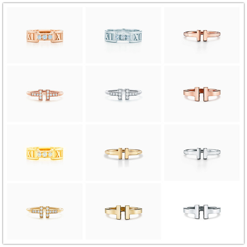 New s925 Sterling Silver Luxury Wedding Rings Lovers' T Shape Men's Collection Popular Jewelry Big Name Ladies Fashion Jewelry Charm Cl