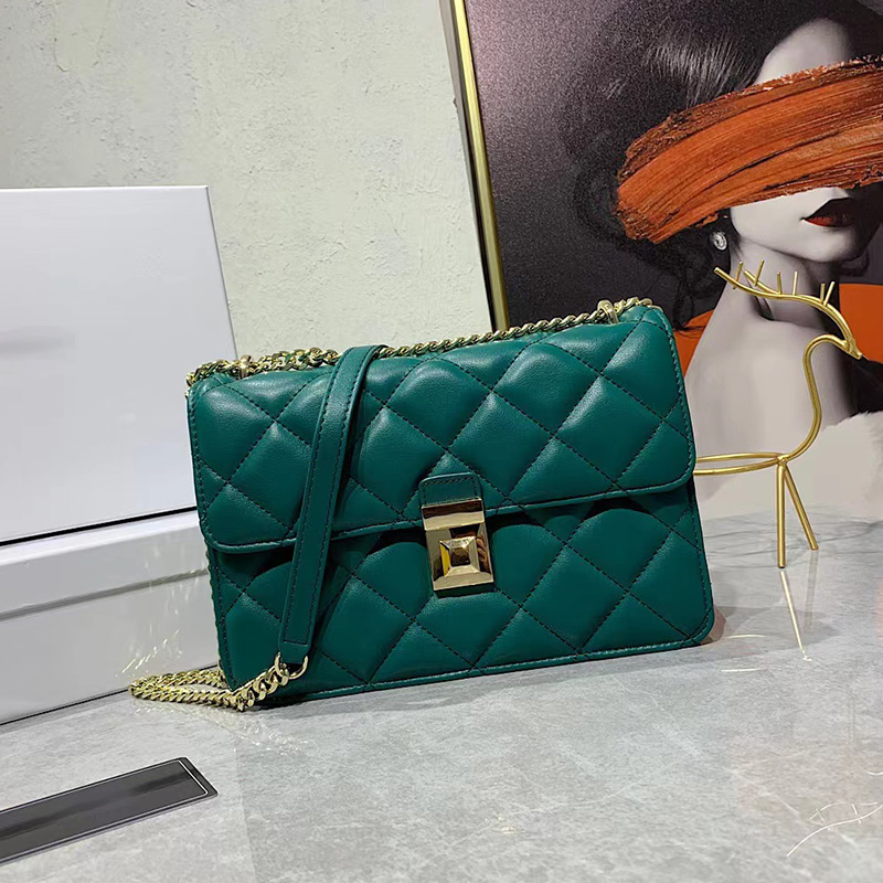 

Designer Handbag Shoulder Chain Bag Clutch Flap Totes Bags Wallet Check cowhide Purse Solid Hasp Waist Square Stripes Women Luxury Handbags, Dark grey