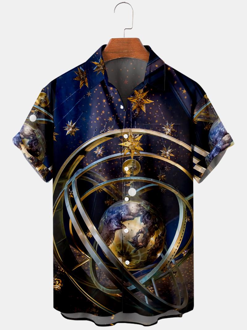 

Men's Casual Shirts Hawaii Loose Hip Hop Button Up Streetwear Summer Men's Short Sleeve Lapel ShirtMen's