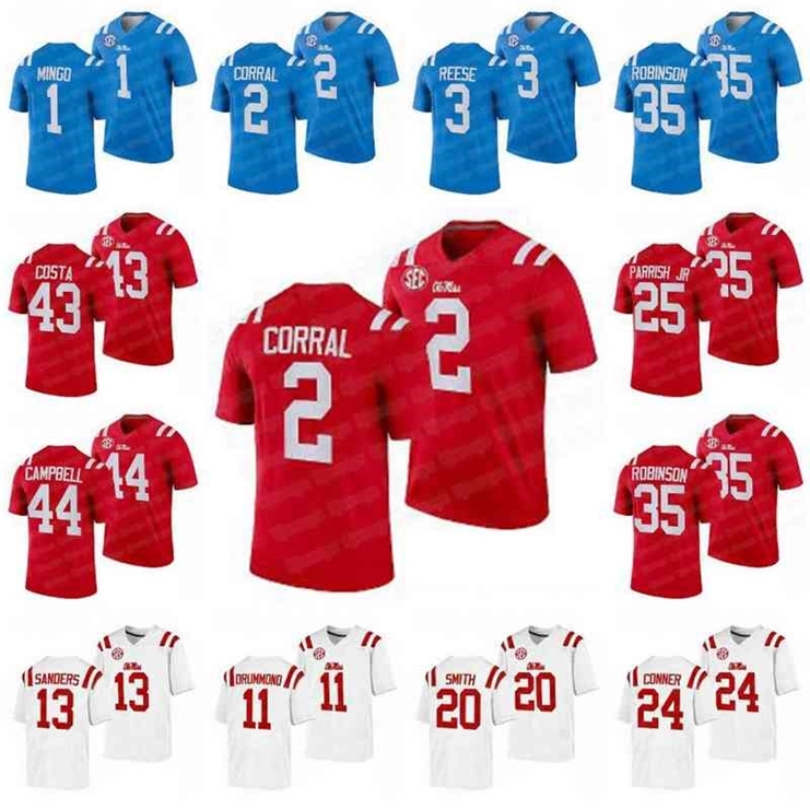 

N3740 Ole Miss Caden Costa Rebels 2021-22 College Football Jersey Otis Reese Matt Corral Mark Robinson Jonathan Mingo Keidron Smith Dontario, Men's s-xxxl