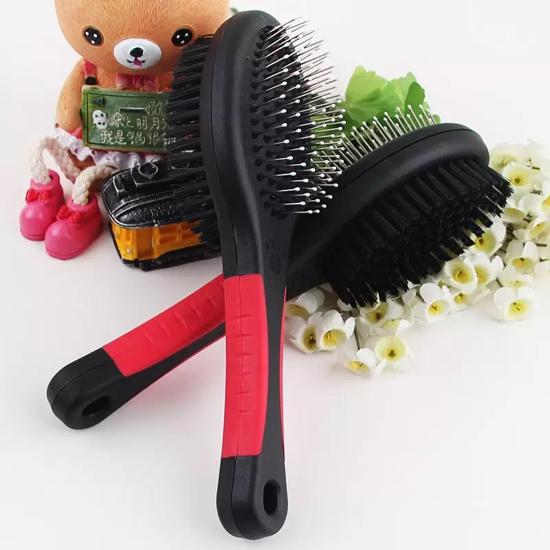 

Two Sided Dog Hair Brush Double-Side Pet Cat Grooming Brushes Rakes Tools Plastic Massage Comb With Needle C0711x04, As picture