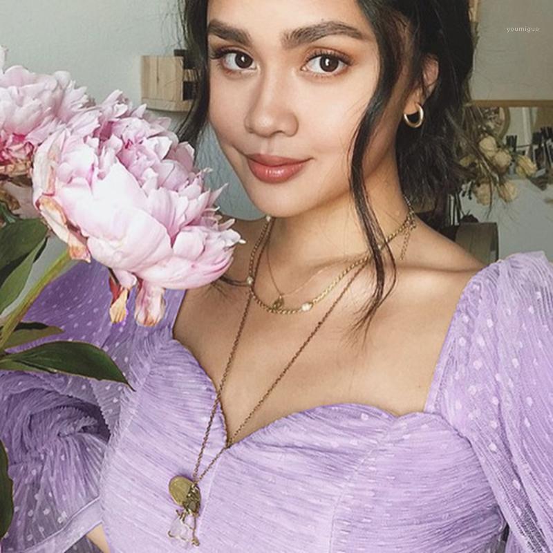 

Women' Blouses & Shirts Women Blouse Autumn Fashion Long Sleeve Vintage Ruffles Mesh Polka Dot Tops Big Square Collar Solid Colo, Pink