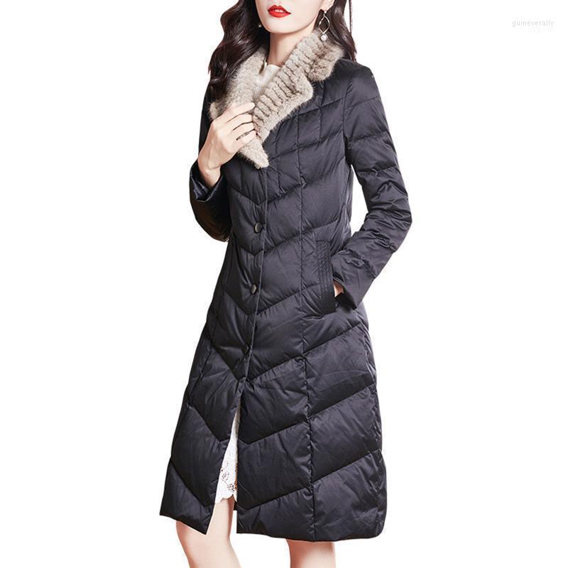 

Women's Down & Parkas Winter Luxury Trench Coat Women Fasion Real Collar Outerwear Thick Warm Lady Clothing Puffer Jacket S8765 Guin22, Black