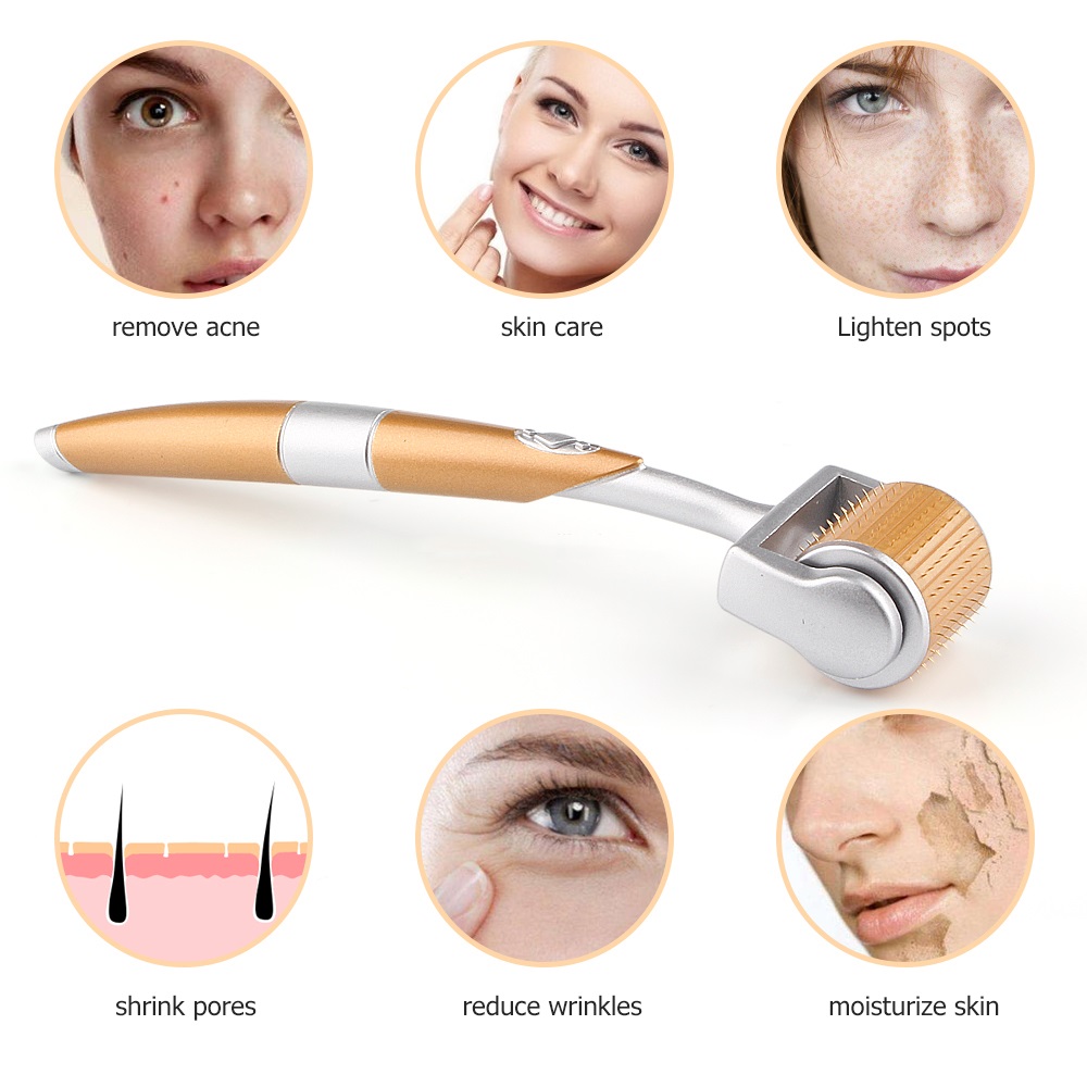 Health Beauty Derma Roller Real Needle 192 pins Titanium Microneedle Rollers for skin care Body Hair Beard for Home Use Includes Storage Case-image-765636792