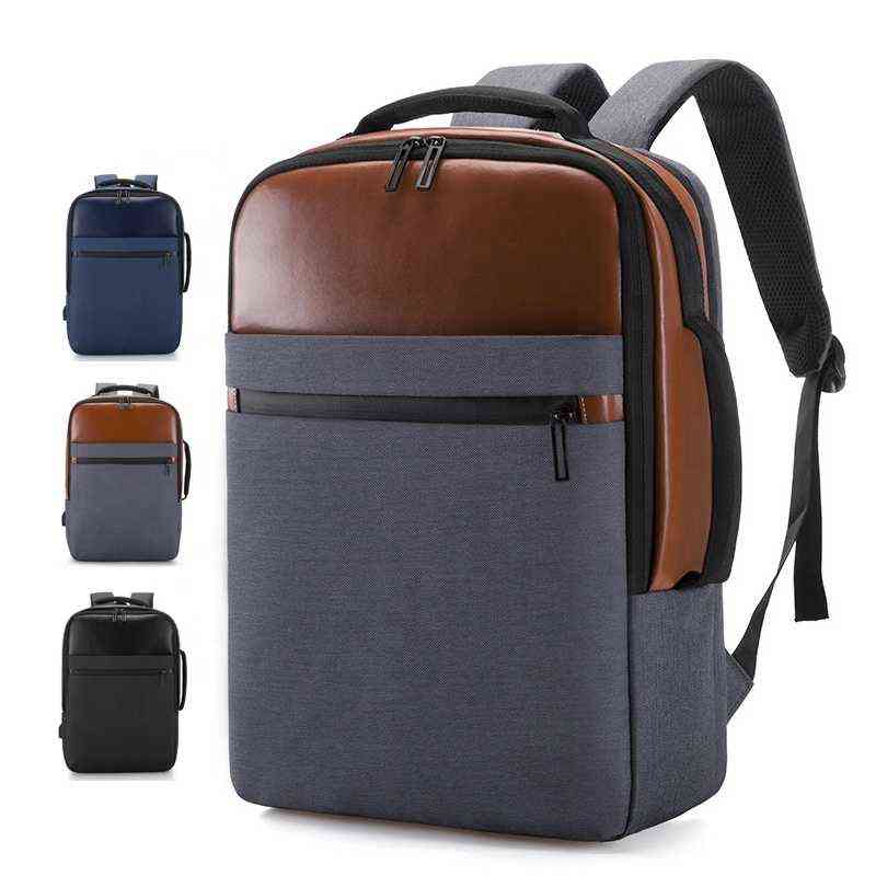 

Backpack Design Multifunctional Fashionable Men's Backpacks Bags Oxford Cloth Leather Usb Business Laptop Backpack 220614, Black