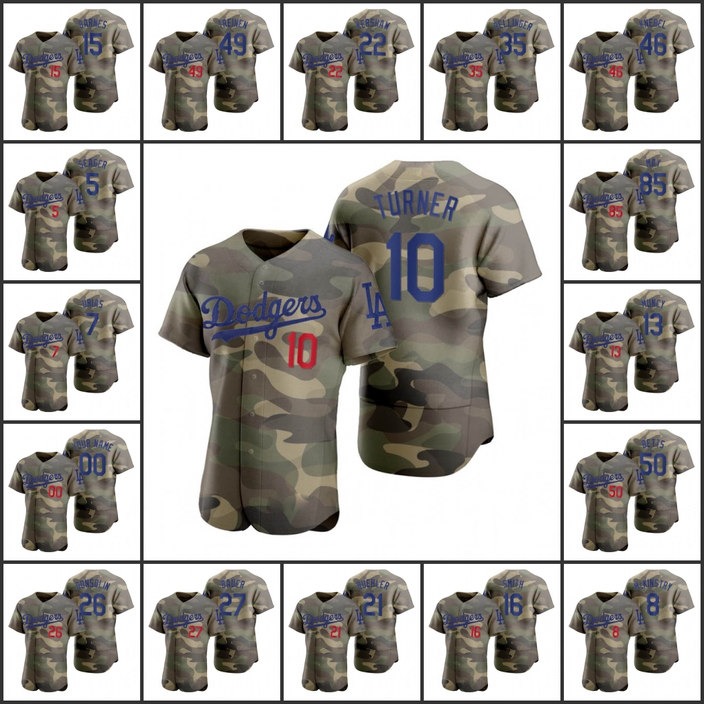 

Los Angeles''Dodgers''Men Women Youth Walker Buehler Cody Bellinger Mookie Betts Austin Barnes Corey Seager Custom Authentic Armed Forces Day Jersey