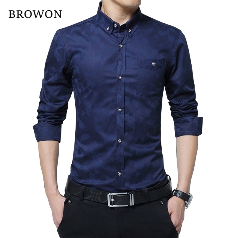 

Sale Fashion Casual Men Shirt Long Sleeve Jacquard Weave Slim Fit Cotton s Dress s Clothes 5XL 220322, Black