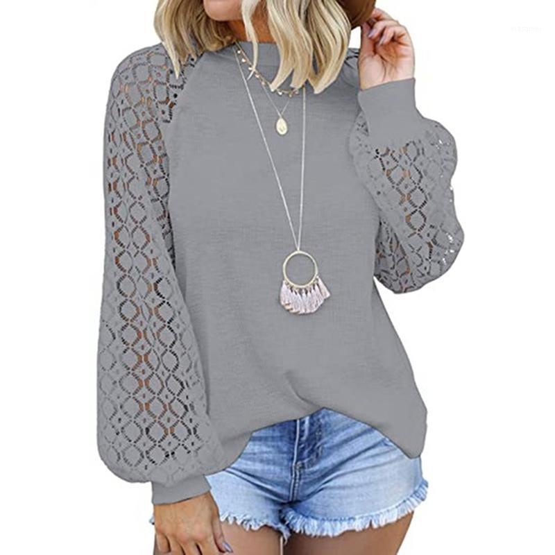 

Men' Casual Shirts Lace Patchwork Long Sleeve Blouse Shirt Women Vintage Hollow Out O Neck Solid Tops Elegant, Black