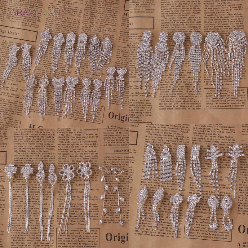 

Clip-on & Screw Back Rhinestone Crystal Long Tassel Tear Drop Geometric Flower Clip On Earrings No Pierced For Women Hypo-Allergenic Earring