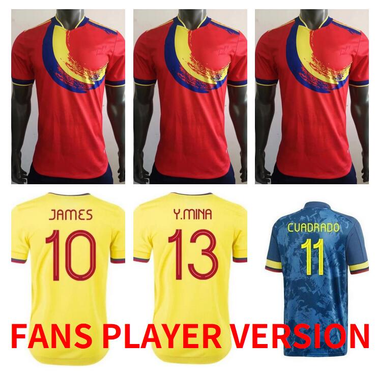 

2021 2022 2023 Columbia JAMES Soccer Jerseys 21 22 23 Home FALCAO CUADRAD GUARIN National Team VALDERRAMA Football shirt uniform FANS PLAYER VERSION