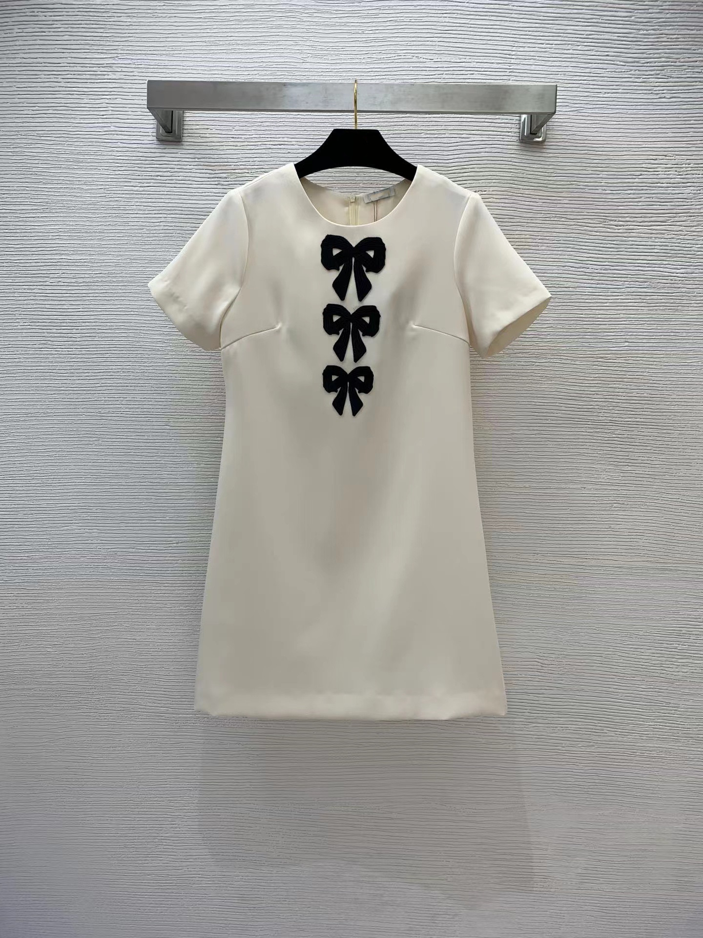 

Milan Runway Dress 2022 Spring Summer O Neck Print Embroidery Panelled Designer Dresses Brand Same Style Dress 0321-6, Ivory