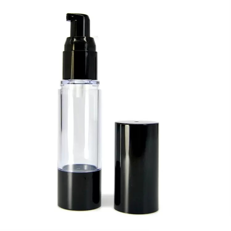 

Clear Airless Bottle with Black Pump Refillable Lotion and Gels Dispenser Travel Containe