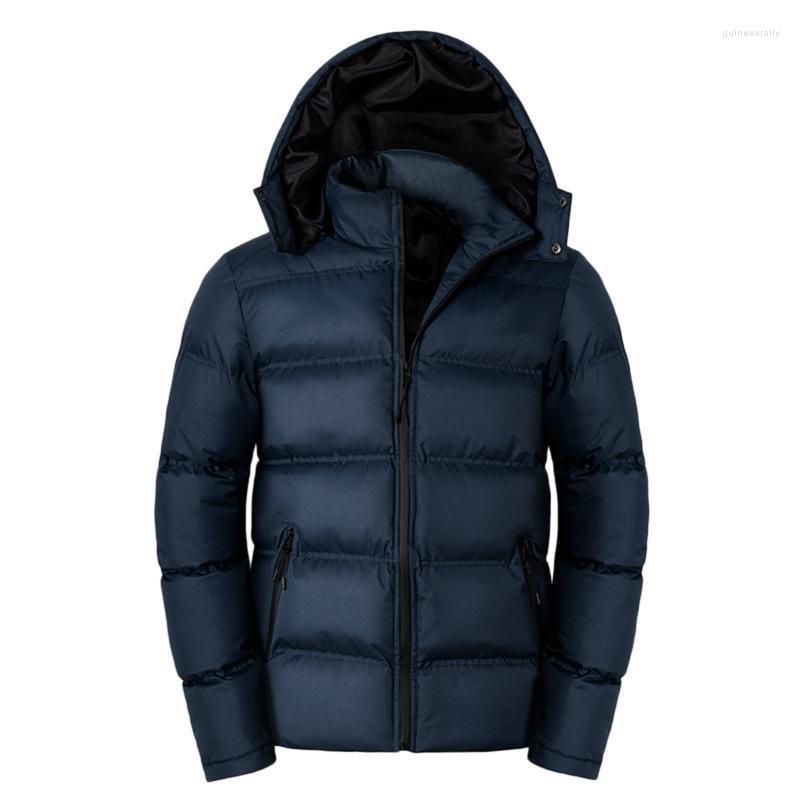 

Men's Down & Parkas Jackets Autumn And Winter Leisure Zip Pocket Hat Large Size Cotton-padded Fashion Male Coat Top Blouse Guin22, Black